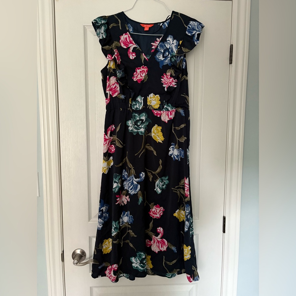 Joe Fresh navy floral ruffle maxi dress
